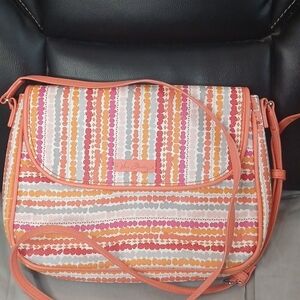 Vera Bradley Pink and Orange Patterned Crossbody Bag